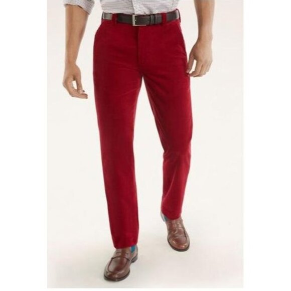 Brooks Brothers Hudson Men's Corduroy Ribbed Pants Pockets Red Size 35 - Picture 1 of 7